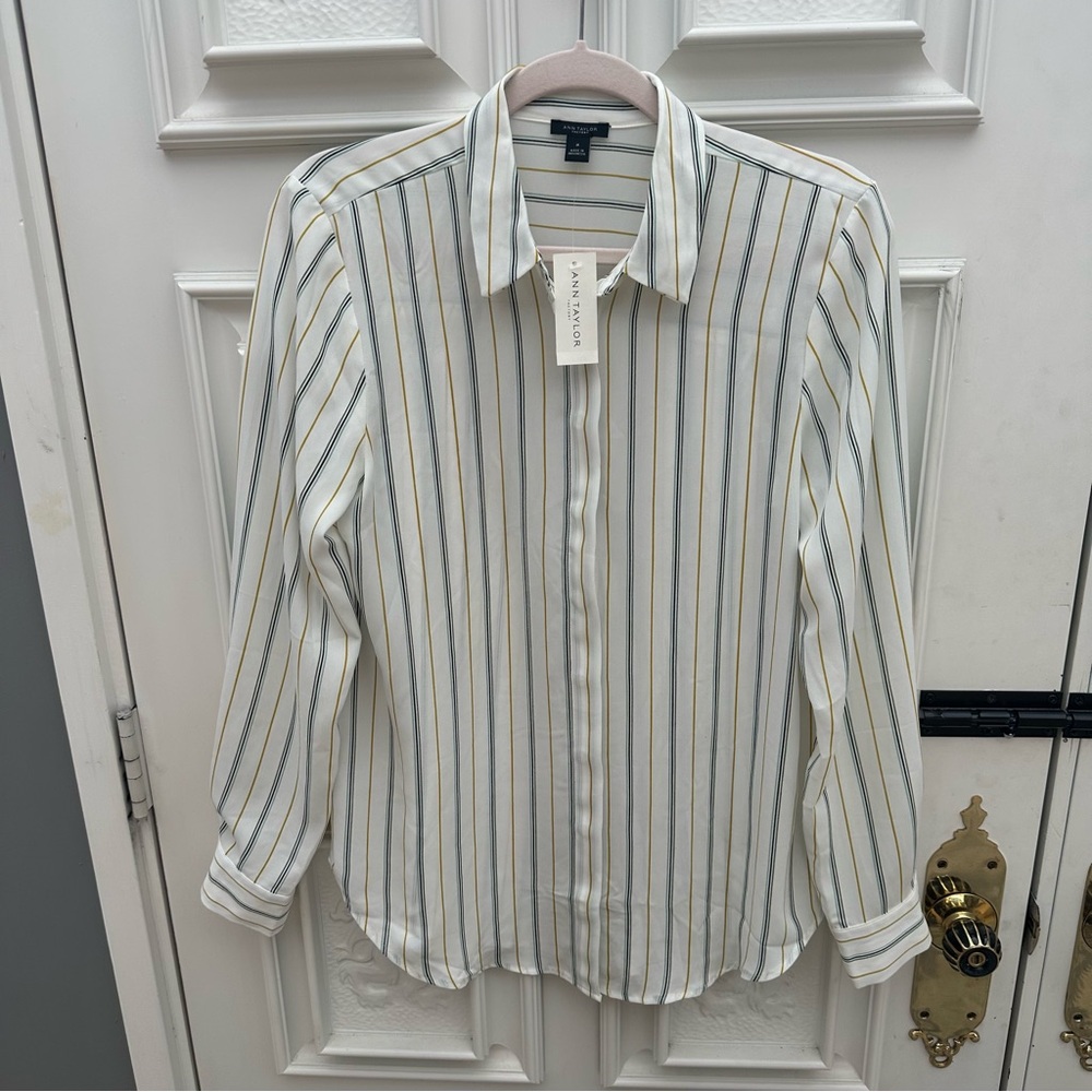 Ann Taylor - Striped Button-Up Shirt - Medium